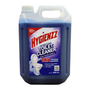 Hygienzz Disinfectant Toilet Cleaner, a powerful toilet bowl cleaner that kills 99.9% of germs. Its thick liquid formula clings from rim to U-bend, removing 10x more yellowish and tough stains. Gives you a sparkling clean, hygienic, and fresh toilet free of malodour with every use.